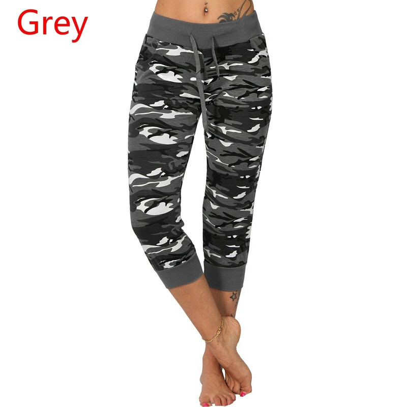 2022 női 3/4 könnyű kocogó Capri nadrág terepszínű nyomtatás Sport fitness nadrág nadrág nyári divat sport nadrág XS-5XL