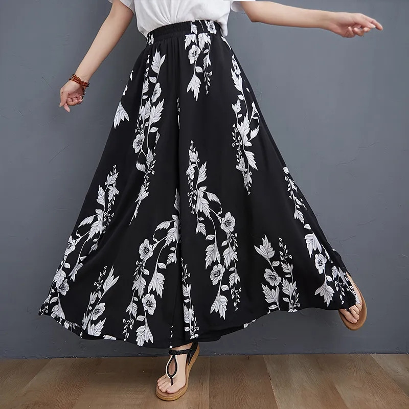 Pantaloni culotte oversize 6XL pentru femei Pantaloni largi de vară cu talie înaltă Pantaloni drepti cu talie înaltă pentru 110 KG