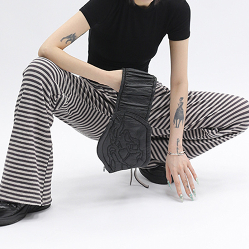 Dourbesty, hétköznapi, egyenes nadrágok, 90-es évek 00-as évek vintage női húzózsinóros alacsony emelkedésű csíkos mintás nadrágok nappali hosszú nadrág utcai viselet