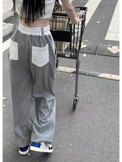 2023-as alkalmi női szürke, széles szárú nadrágok vékony dizájn Sense magas derekú női nadrágok, női nyári bő, egyenes, divatos nadrágbetétek