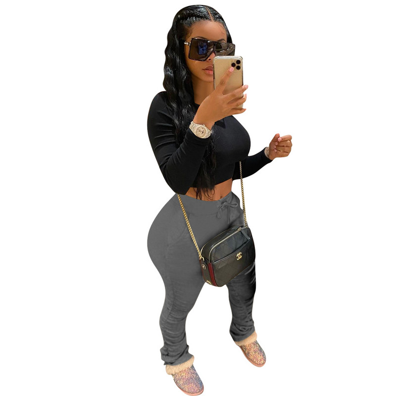 S-4XL Női Rugalmas, egymásra helyezett nadrágok Leggings Magas derekú, Fényes Harang alsó rovátkolt, halmozott nadrágok Drapált kocogó nadrágok melegítőnadrágok