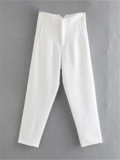 TRAF 2022 Női Nadrág Bézs Magasderekú Női Nadrág Irodai viselet Fekete fehér nadrág Streetwear Többszínű bő nadrág