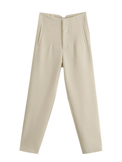 TRAF 2022 Női Nadrág Bézs Magasderekú Női Nadrág Irodai viselet Fekete fehér nadrág Streetwear Többszínű bő nadrág