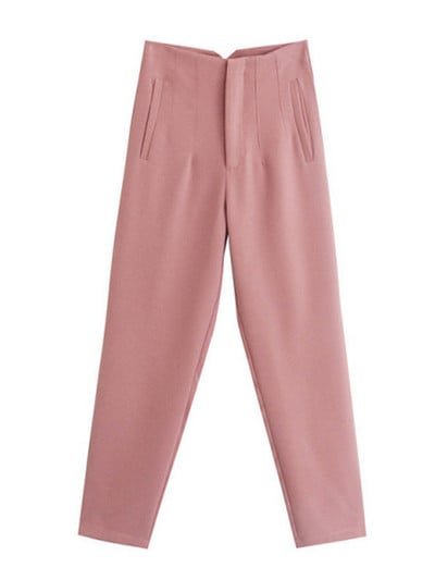 TRAF 2022 Női Nadrág Bézs Magasderekú Női Nadrág Irodai viselet Fekete fehér nadrág Streetwear Többszínű bő nadrág