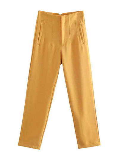 TRAF 2022 Női Nadrág Bézs Magasderekú Női Nadrág Irodai viselet Fekete fehér nadrág Streetwear Többszínű bő nadrág