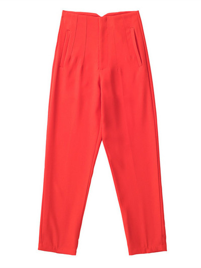 TRAF 2022 Női Nadrág Bézs Magasderekú Női Nadrág Irodai viselet Fekete fehér nadrág Streetwear Többszínű bő nadrág