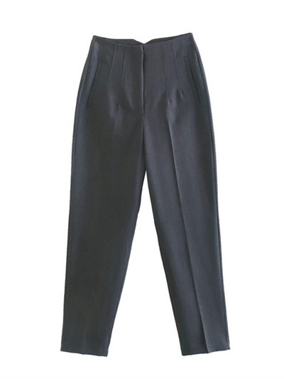 TRAF 2022 Női Nadrág Bézs Magasderekú Női Nadrág Irodai viselet Fekete fehér nadrág Streetwear Többszínű bő nadrág