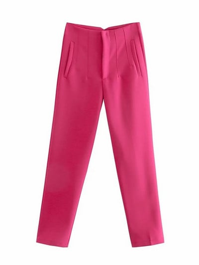 TRAF 2022 Női Nadrág Bézs Magasderekú Női Nadrág Irodai viselet Fekete fehér nadrág Streetwear Többszínű bő nadrág