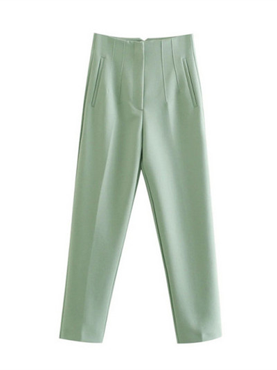 TRAF 2022 Női Nadrág Bézs Magasderekú Női Nadrág Irodai viselet Fekete fehér nadrág Streetwear Többszínű bő nadrág