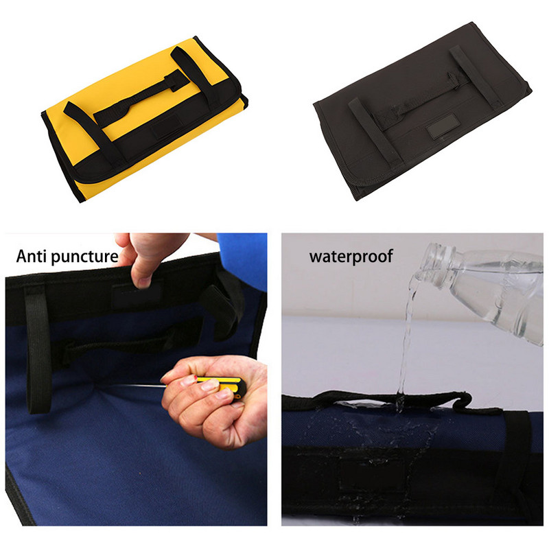 Geantă de scule roll Up Kit de instrumente hardware multifuncțional Kit de exterior Husă de transport pentru electricieni mecanici Negru galben