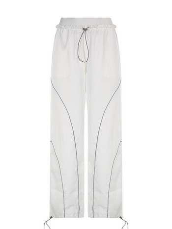 Weekeep Γυναικεία Παντελόνια Λευκά Παντελόνια Cargo με κορδόνια Υπερμεγέθη Φούτερ Grunge Streetwear Casual Παντελόνια Harajuku Techwear Capris