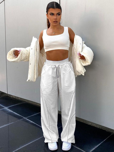 Weekeep Sieviešu Bikses Baltas Savelkamās Bikses Liela izmēra sporta bikses Grunge Streetwear Ikdienas bikses Harajuku Techwear Capris