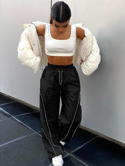 Weekeep Sieviešu Bikses Baltas Savelkamās Bikses Liela izmēra sporta bikses Grunge Streetwear Ikdienas bikses Harajuku Techwear Capris