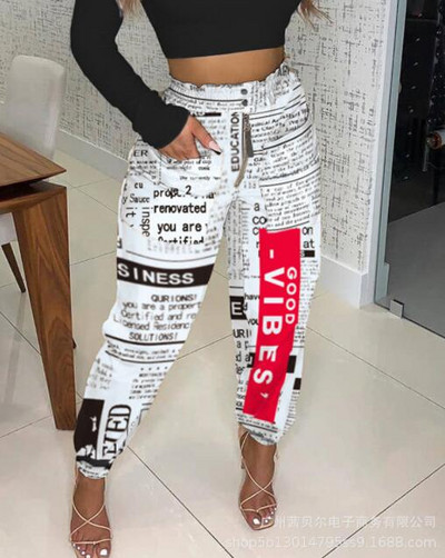 Mandylandy Casual Γυναικείο Παντελόνι Ψηλόμεσο Φλοράλ Εκτύπωση Μολύβι Παντελόνι Παντελόνι Τσέπες Μόδα Streetwear Παντελόνι με φερμουάρ Παντελόνι