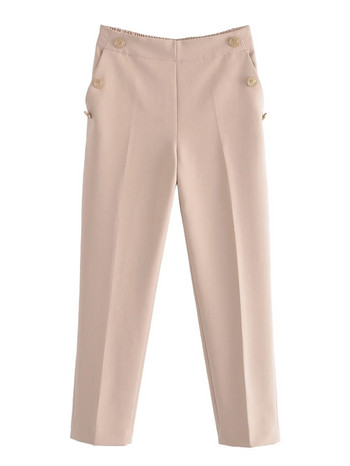 TRAF 2022 ίσιο παντελόνι γυναικείο με μεταλλικά κουμπιά Γυναικείο παντελόνι Παντελόνι γραφείου ψηλόμεσο για γυναίκες Παντελόνι με μολύβι Κορέας μόδας