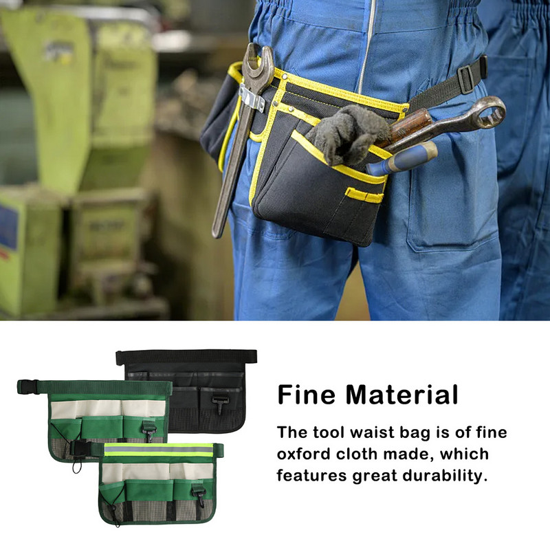 Oksfordas auduma instruments vidukļa soma ar vairākām kabatām Regulējama siksna, līmlente, glabāšanas somas maisiņi organizatora piederumi, zaļi