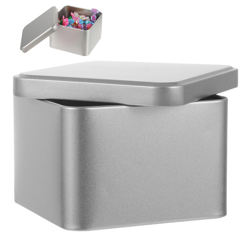 Metallist plekk-ruudukujuline teekanister kaasaskantav lahtiste lehtedega tee-tinakarp Tühi kaanega plekkkarp