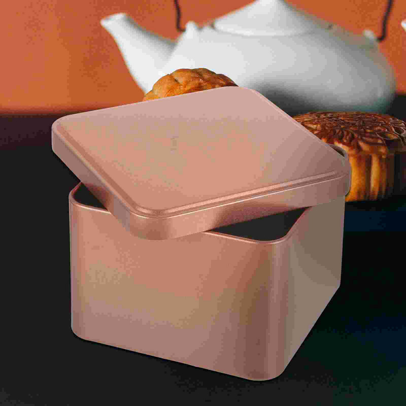 Metallist plekk-ruudukujuline teekanister kaasaskantav lahtiste lehtedega tee-tinakarp Tühi kaanega plekkkarp