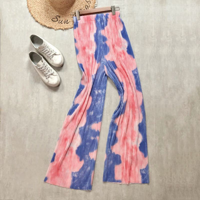 tavaszi nyár új női széles szárú nadrág magas derekú redőzött kendővel nyomtatott nadrág nyakkendős felmosás alkalmi nadrág női nadrág