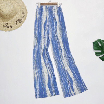 tavaszi nyár új női széles szárú nadrág magas derekú redőzött kendővel nyomtatott nadrág nyakkendős felmosás alkalmi nadrág női nadrág