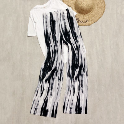 tavaszi nyár új női széles szárú nadrág magas derekú redőzött kendővel nyomtatott nadrág nyakkendős felmosás alkalmi nadrág női nadrág