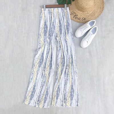 tavaszi nyár új női széles szárú nadrág magas derekú redőzött kendővel nyomtatott nadrág nyakkendős felmosás alkalmi nadrág női nadrág
