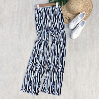 tavaszi nyár új női széles szárú nadrág magas derekú redőzött kendővel nyomtatott nadrág nyakkendős felmosás alkalmi nadrág női nadrág