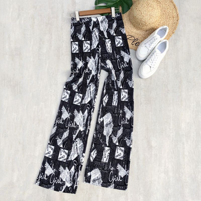 tavaszi nyár új női széles szárú nadrág magas derekú redőzött kendővel nyomtatott nadrág nyakkendős felmosás alkalmi nadrág női nadrág