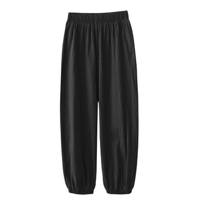 Pantaloni harem de damă, din bumbac lejer, din in, Pantaloni respirabili până la glezne Pantaloni harem casual