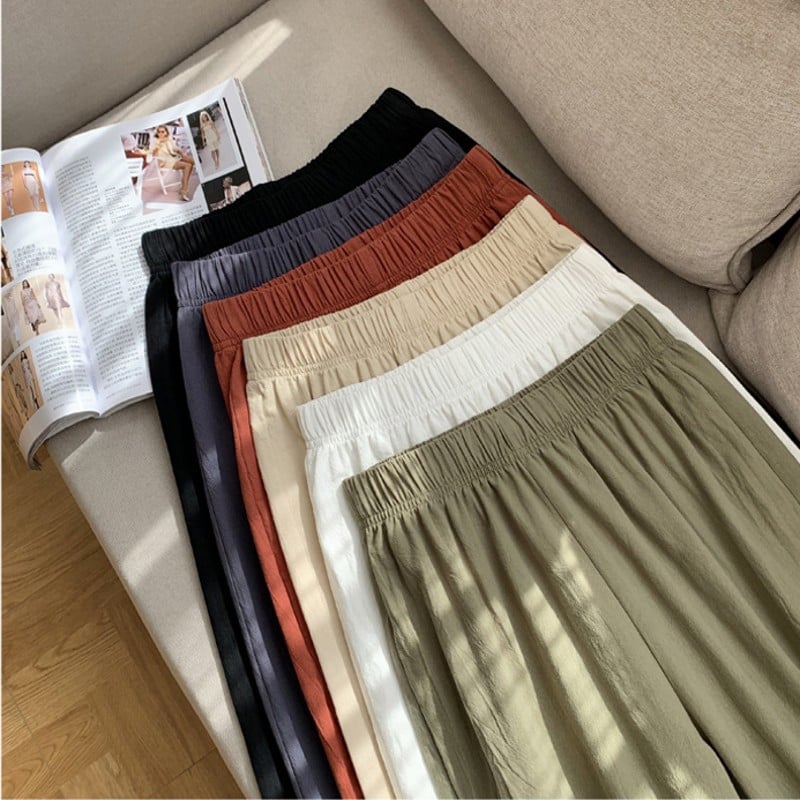 Pantaloni harem de damă, din bumbac lejer, din in, Pantaloni respirabili până la glezne Pantaloni harem casual