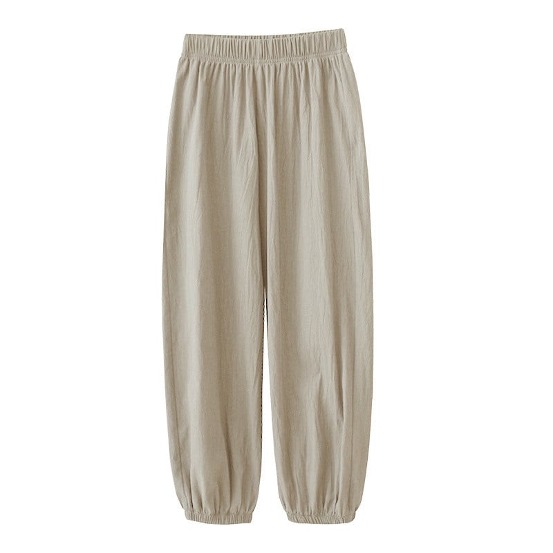 Pantaloni harem de damă, din bumbac lejer, din in, Pantaloni respirabili până la glezne Pantaloni harem casual