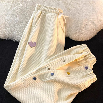 Dámske tepláky Limiguyue Y2K Chic s gombíkmi, kawaii šnurovacie, široké, s vysokým pásom, vaflové, cargo, bloomers