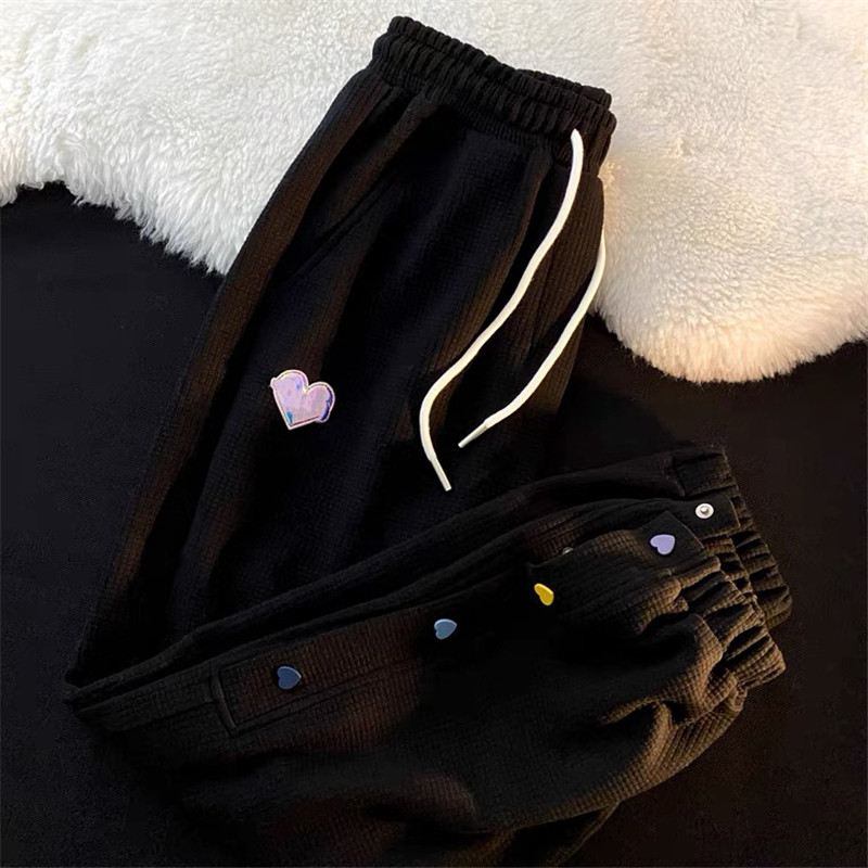 Dámske tepláky Limiguyue Y2K Chic s gombíkmi, kawaii šnurovacie, široké, s vysokým pásom, vaflové, cargo, bloomers
