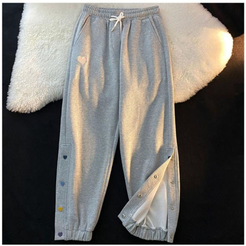 Dámske tepláky Limiguyue Y2K Chic s gombíkmi, kawaii šnurovacie, široké, s vysokým pásom, vaflové, cargo, bloomers