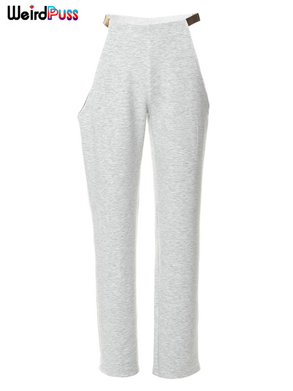 Furcsa punci, két oldalon üreges egyenes nadrág női egyszínű öv szexi nadrág magas derekú Trend utcai csípő bő vad alsó