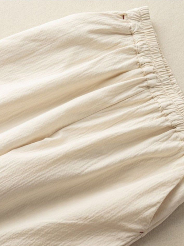 Kokvilnas ziedu izšuvumi Ikdienas bikses Literāras vintage brīvas, šauras mežģīņu bikses, platas bikses, elpojošas harēma bikses