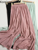 Korejepo παντελόνι με φαρδιά πόδι Γυναικεία καλοκαιρινά καθημερινά παντελόνια απλής μόδας 2023 Νέο κορεατικό κομψό μονόχρωμο χαλαρό λεπτό παντελόνι με ελαστική μέση