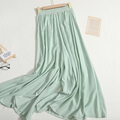 Korejepo παντελόνι με φαρδιά πόδι Γυναικεία καλοκαιρινά καθημερινά παντελόνια απλής μόδας 2023 Νέο κορεατικό κομψό μονόχρωμο χαλαρό λεπτό παντελόνι με ελαστική μέση