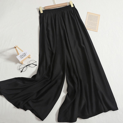 Korejepo παντελόνι με φαρδιά πόδι Γυναικεία καλοκαιρινά καθημερινά παντελόνια απλής μόδας 2023 Νέο κορεατικό κομψό μονόχρωμο χαλαρό λεπτό παντελόνι με ελαστική μέση