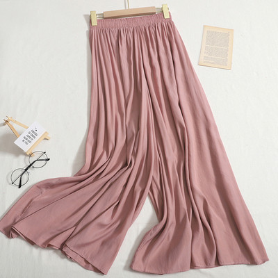 Korejepo παντελόνι με φαρδιά πόδι Γυναικεία καλοκαιρινά καθημερινά παντελόνια απλής μόδας 2023 Νέο κορεατικό κομψό μονόχρωμο χαλαρό λεπτό παντελόνι με ελαστική μέση