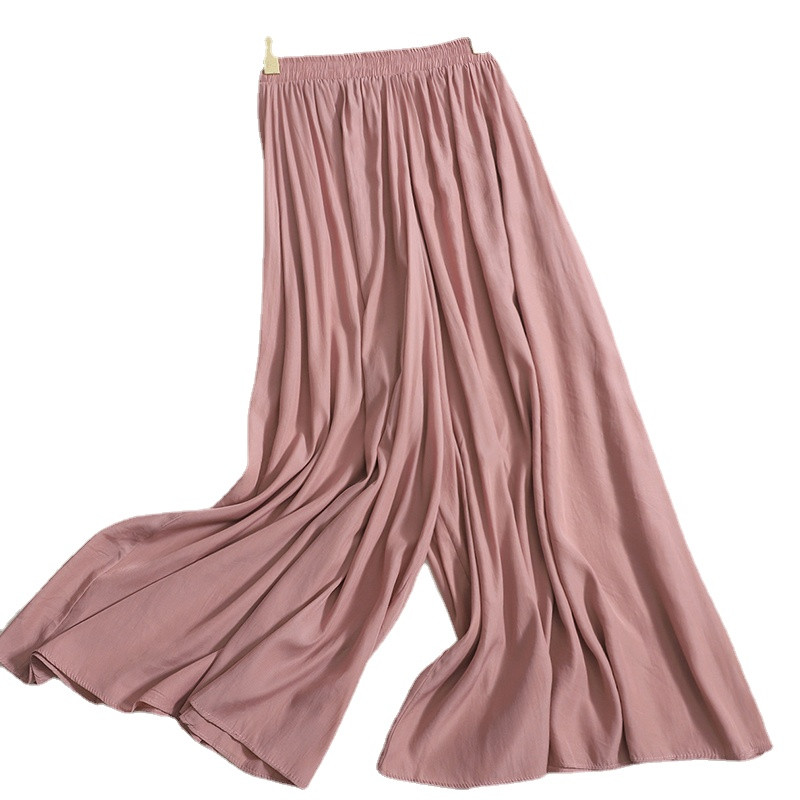 Korejepo παντελόνι με φαρδιά πόδι Γυναικεία καλοκαιρινά καθημερινά παντελόνια απλής μόδας 2023 Νέο κορεατικό κομψό μονόχρωμο χαλαρό λεπτό παντελόνι με ελαστική μέση