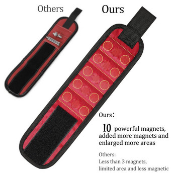 1680D магнитна лента за китка 5 реда силни магнити Регулируема магнитна лента за китка за държане на винтове, пирони, свредла, малки инструменти