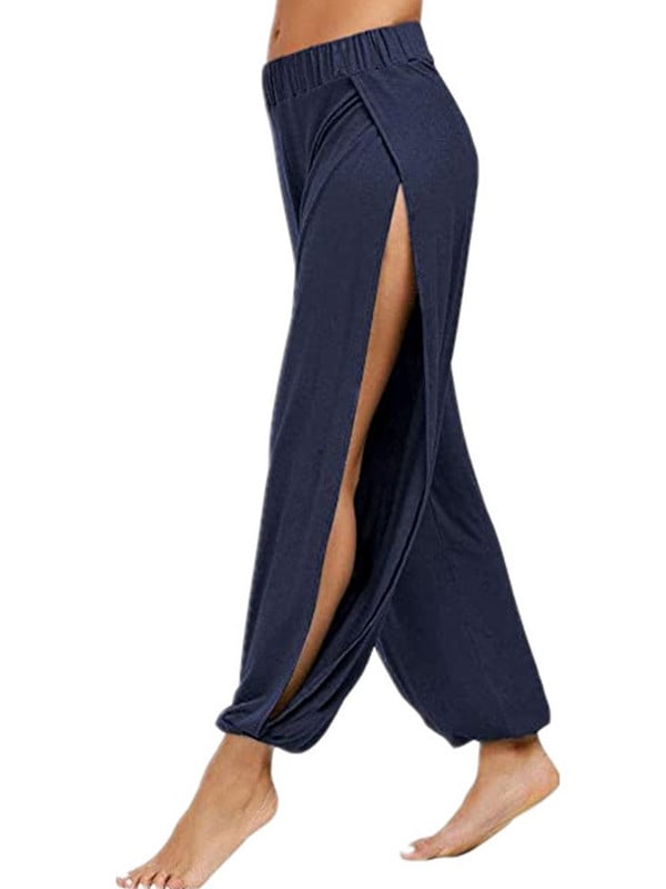 Merry Pretty Summer Magas hasítású Haren Nadrág Női Solid Hippi Harem Széles nadrág Nadrág S-3XL