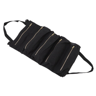 Κρεμαστή τσάντα αποθήκευσης αυτοκινήτου Μεγάλης χωρητικότητας Roll-up Tools Θήκη 5 τσέπες Υλικό καμβά Κρεμαστό σχέδιο Σχέδιο φερμουάρ για εξωτερικούς χώρους