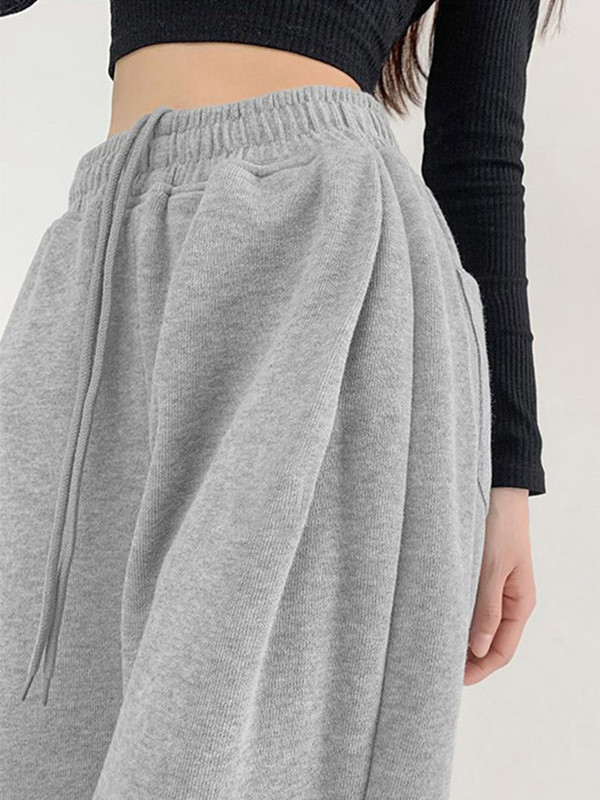 Zilas sporta bikses sievietēm Vasaras Baggy bikses ar augstu vidukli Joger platas bikses Pavasara sieviešu sporta bikses vasaras sporta bikses