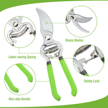 WORKPRO 2PC Комплект ножици за подрязване Градински инструменти Ножици Галванопластика Градински инструменти За градина
