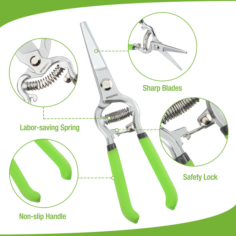 WORKPRO 2PC metszőolló készlet Kerti szerszámok Olló Galvanizálás Kerti szerszámok Kerthez