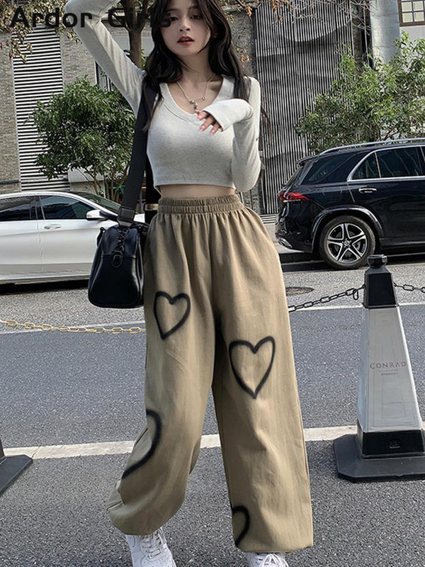 Sieviešu sporta bikses uz ielas, hiphops, 2023. gada pavasara vasara, brīvas, liela izmēra sieviešu sporta bikses