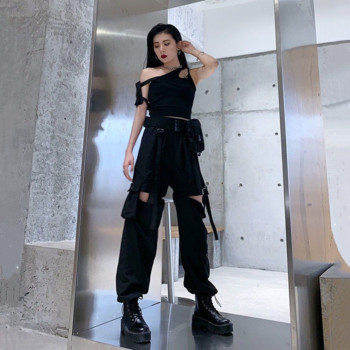 Γυναικεία παντελόνια Cargo 2021 Fashion Punk Jogger Παντελόνια Harajuku Streetwear All-match Άνοιξη μέχρι τον αστράγαλο Αισθητικό Μαύρο Φθινόπωρο Νέο