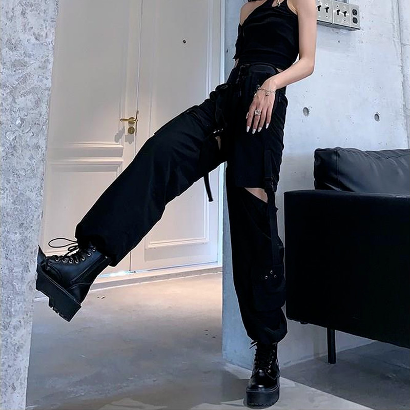 Γυναικεία παντελόνια Cargo 2021 Fashion Punk Jogger Παντελόνια Harajuku Streetwear All-match Άνοιξη μέχρι τον αστράγαλο Αισθητικό Μαύρο Φθινόπωρο Νέο